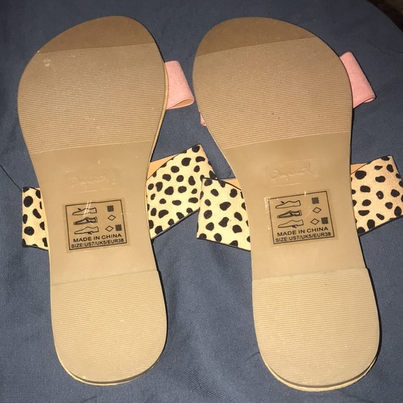 Qupid Pink and Leopard Print Sandals - Picture 2 of 3